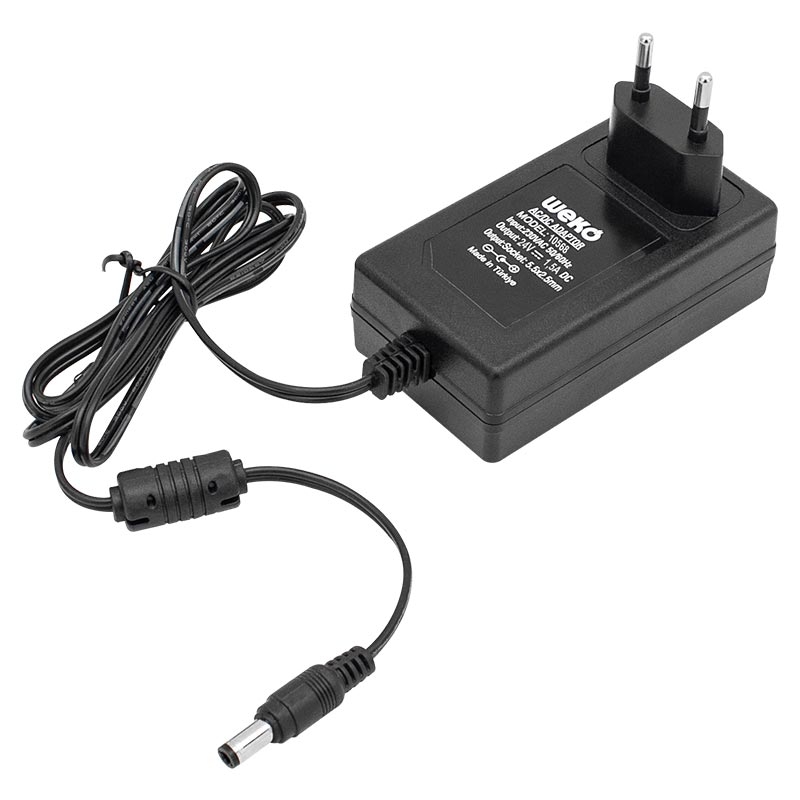  24 VOLT - 1.5 AMPER 5.5*2.5 UÇLU YERLİ ÜRETİM PLASTİK KASA PRİZ TİPİ ADAPTÖR  10568