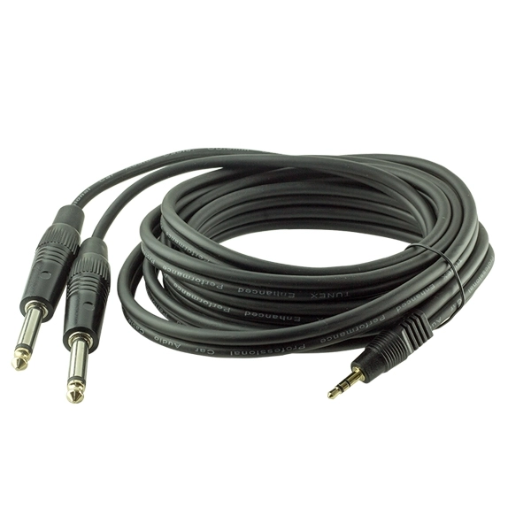  3.5 MM STEREO ERKEK / 2X6.3 MM MONO GİTAR ERKEK 3 METRE KABLO    17526