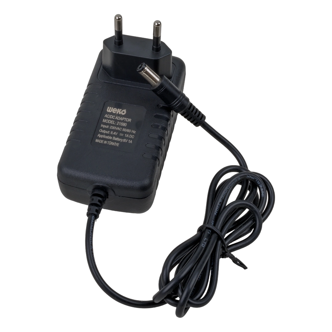  8.4 VOLT - 1 AMPER - 8.4 WATT 5.5*2.5 UÇLU LİTYUM PİL LEDLİ YERLİ ÜRETİM ŞARJ ADAPTÖRÜ (OUT:6V-1A)  21590