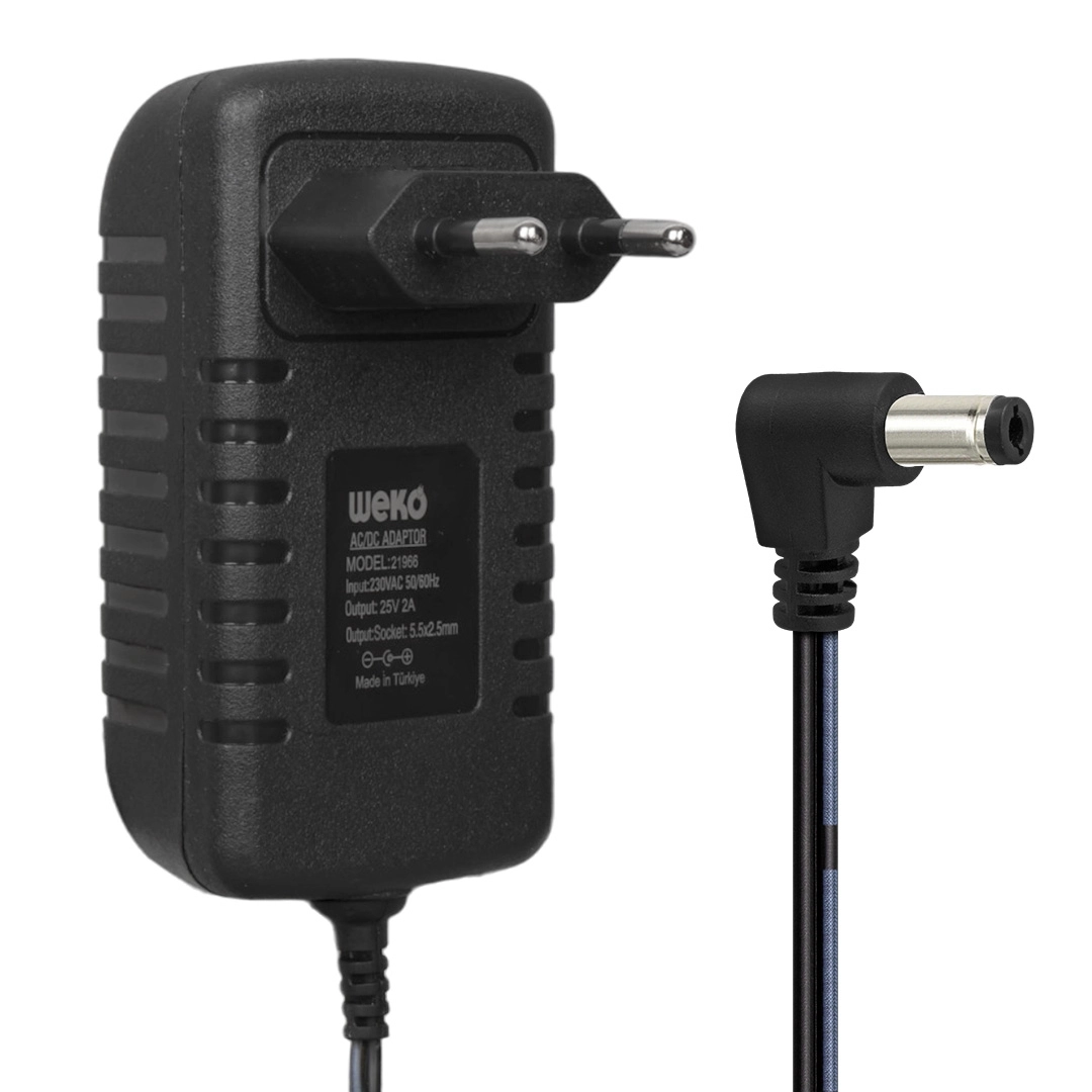  25 VOLT - 2 AMPER - 50 WATT 5.5*2.5 MM L UÇLU KIRMIZI YEŞİL LEDLİ YERLİ ÜRETİM ŞARJLI MATKAP ADAPTÖRÜ 21966