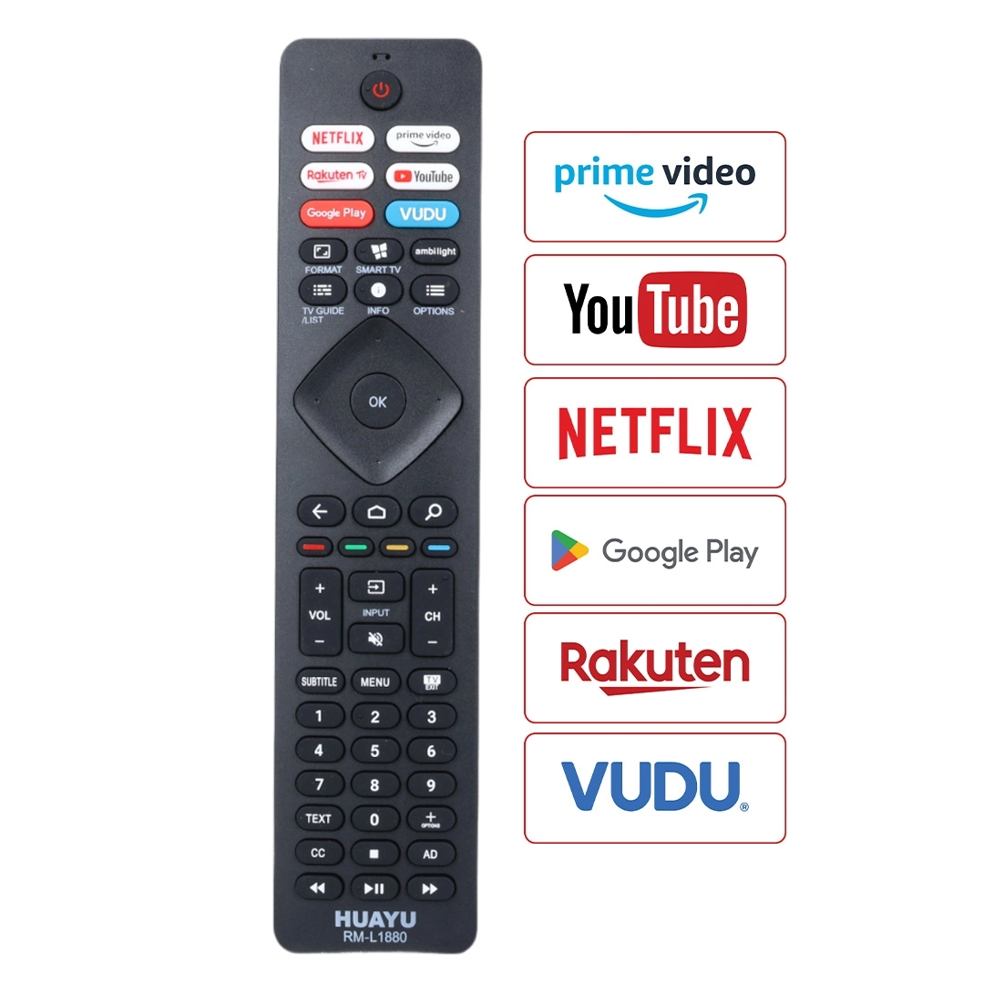  RM-L1880 PHILIPS UNIVERSAL NETFLIX-PRIME VIDEO-RAKUTEN TV-GOOGLE PLAY-VUDU-YOUTUBE TUŞLU LCD LED TV KUMANDA
