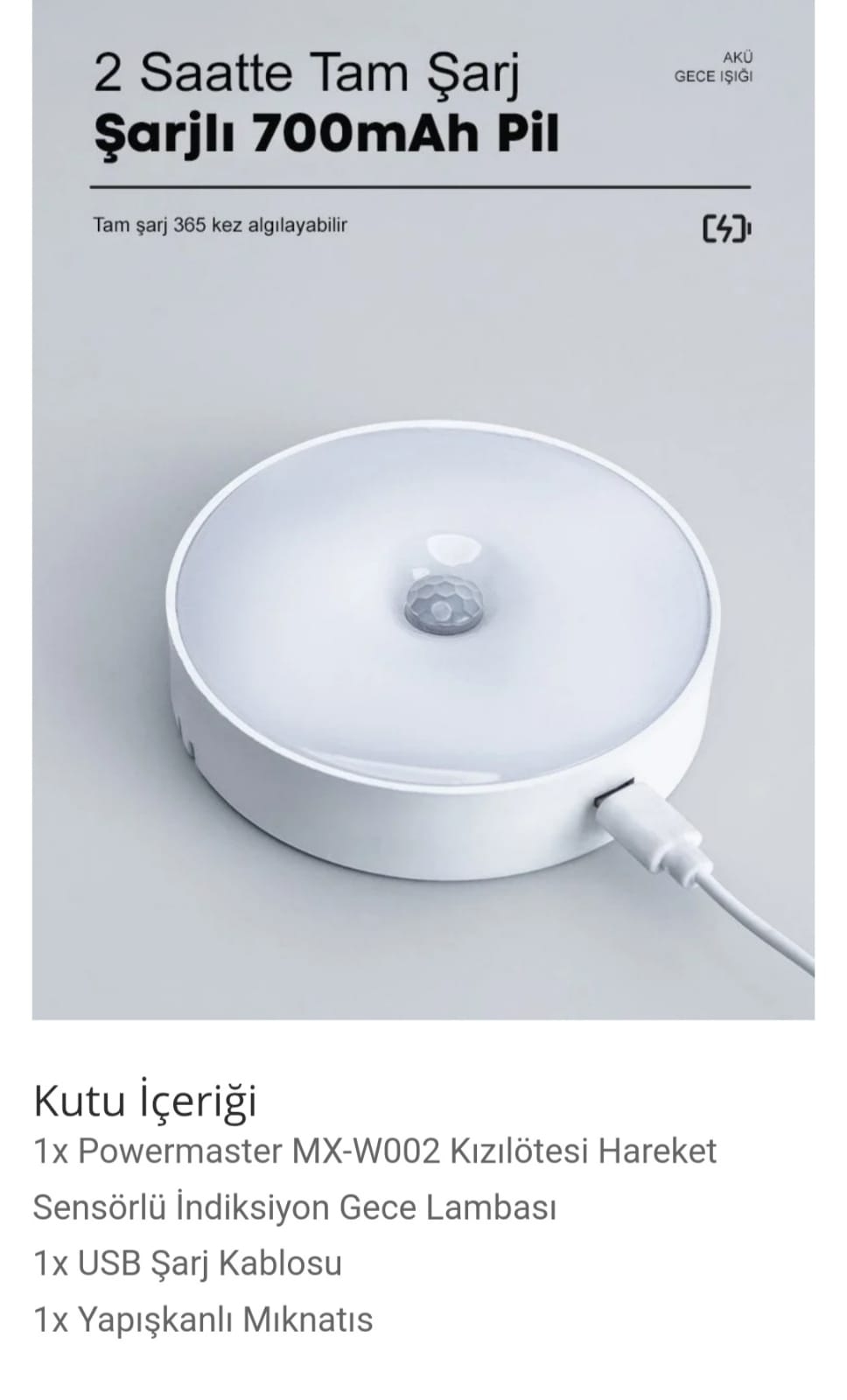 MX-W002 KIZILÖTESİ USB ŞARJLI İNDİKSİYON GECE LAMBASI   7128