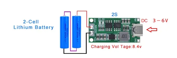 2S 2A TypeC Şarj Modül Çok Hücreli 18650 Lityum Pil Şarj Modül 8.4V 12.6V 16.8V  