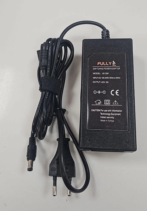 FULLY 1612M 42 VOLT 2 AMPER 5.5X2.5MM UÇLU MASAÜSTÜ PLASTİK KASA ELEKTRİKLİ BİSİKLET ŞARJ ADAPTÖRÜ 38474
