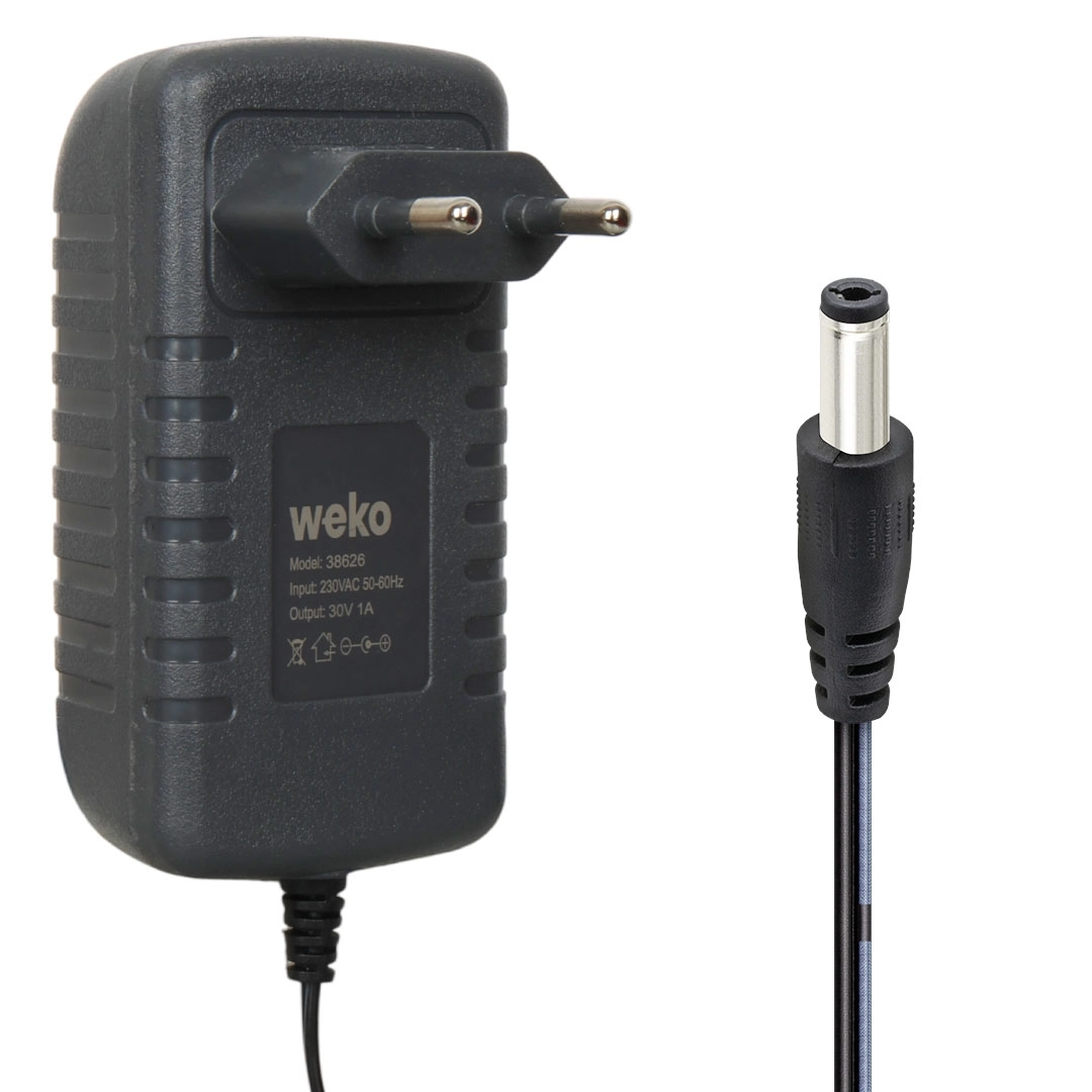 30 VOLT - 1 AMPER 5.5*2.5 UÇLU KIRMIZI YEŞİL LEDLİ YERLİ ÜRETİM PRİZ TİPİ ŞARJ ADAPTÖRÜ