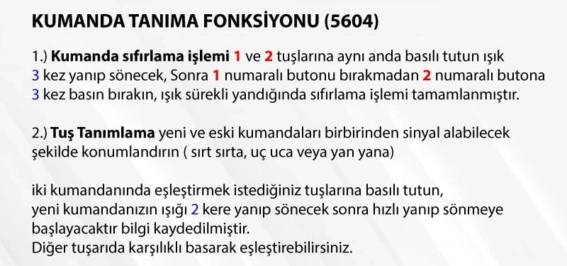 MF04 KODLANABİLİR VE KOPLAYANABİLİR GARAJ KUMANDASI ( 1-2-3-4 SAYI TUŞLU )  5604