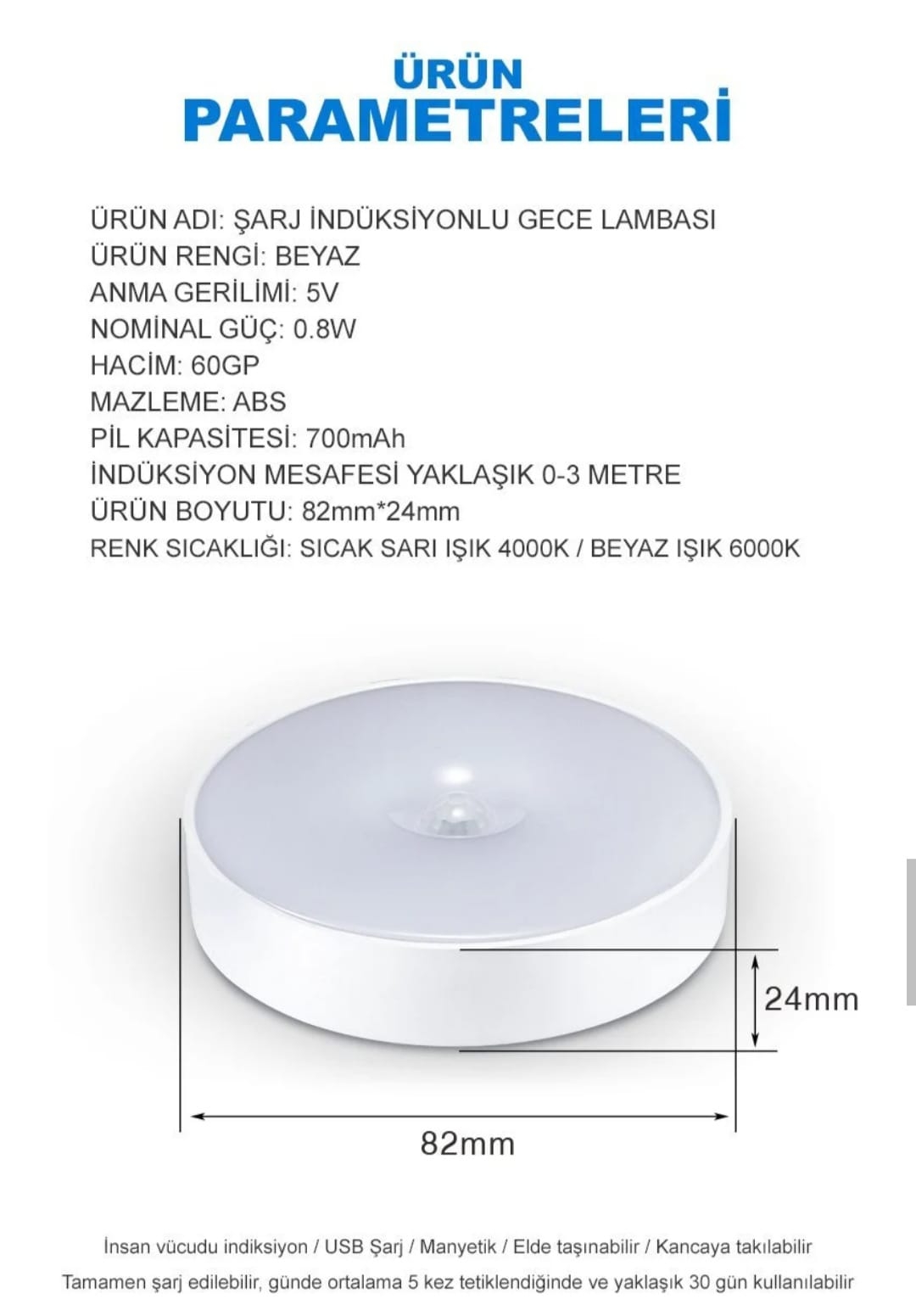 MX-W002 KIZILÖTESİ USB ŞARJLI İNDİKSİYON GECE LAMBASI   7128