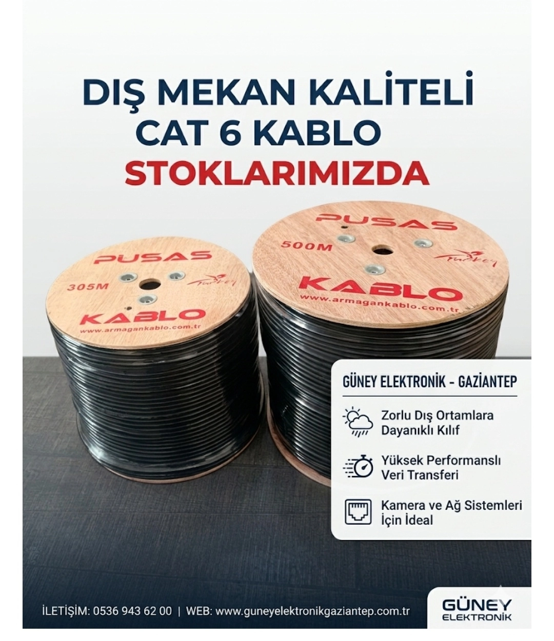 DIŞ MEKAN KALİTELİ 305 METRE CAT 6 KABLO 