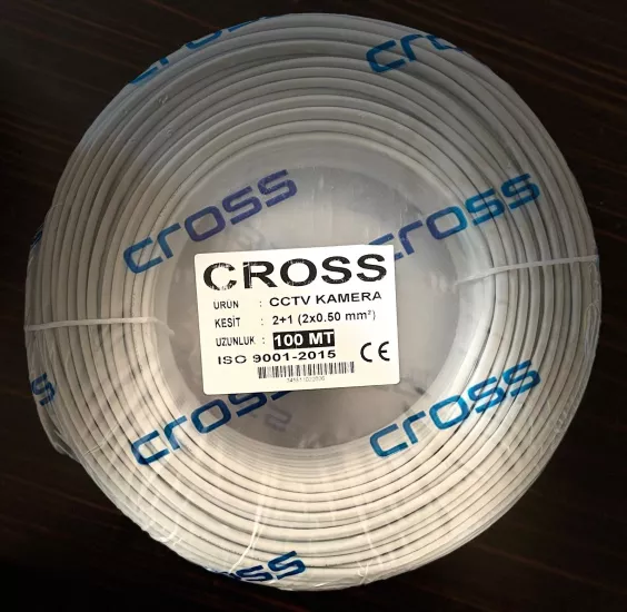 CROSS  CCTV   2*0,50 MM 2+1   100 METRE KALİTELİ KAMERA KABLOSU 