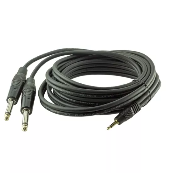  3.5 MM STEREO ERKEK / 2X6.3 MM MONO GİTAR ERKEK 3 METRE KABLO    17526