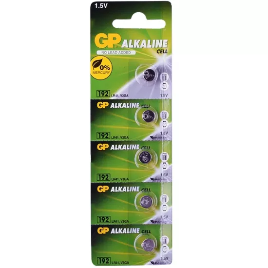 GP 192 1.5 VOLT LR41 AG3 ALKALİN DÜĞME PİL (5’Lİ PAKET FİYATI)