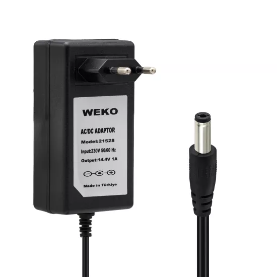  14.4 VOLT - 1 AMPER 5.5*2.5 UÇLU KIRMIZI YEŞİL LEDLİ YERLİ ÜRETİM AKÜ ŞARJ CİHAZI 21528