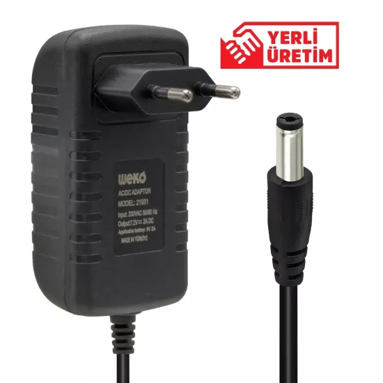 7.2 VOLT - 2 AMPER 5.5*2.5 UÇLU LEDLİ YERLİ ÜRETİM AKÜ ŞARJ CİHAZI (OUT:6V-2A) 	21931