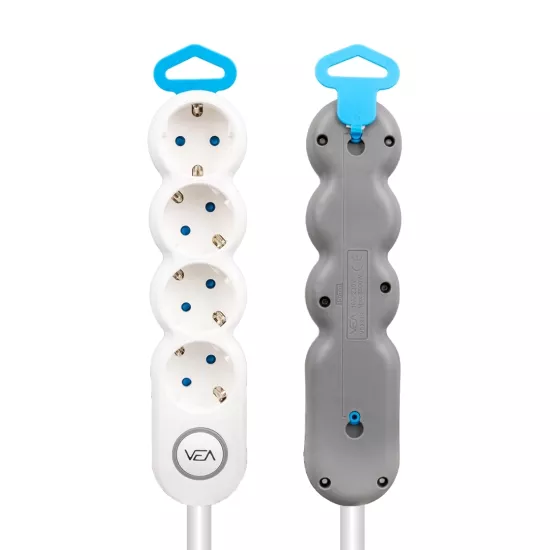VEA VE-2S4S 4’LÜ 1.5 METRE KABLOLU ANAHTARLI GRUP PRİZ    22453