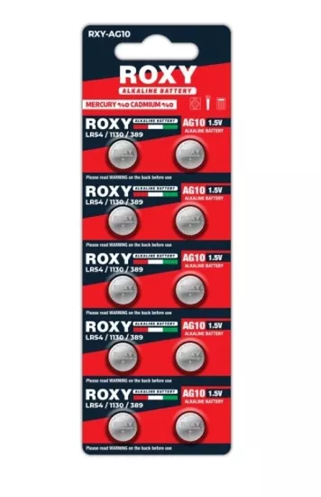 ROXY RXY-AG10 1.5 VOLT LR54/1130/189/389 ALKALİN DÜĞME PİL (10’LU PAKET FİYATI) 27971