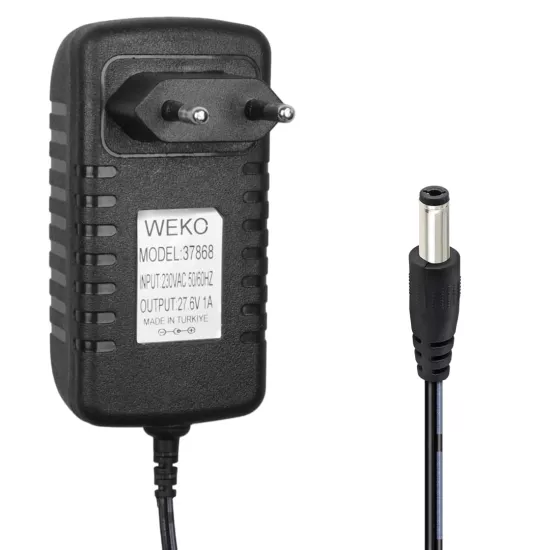 DİKEY SÜPÜRGE 27.6 VOLT - 1 AMPER 5.5*2.5 UÇLU KIRMIZI YEŞİL LEDLİ YERLİ ÜRETİM PRİZ TİPİ ŞARJ ADAPTÖRÜ 37868