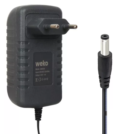 30 VOLT - 1 AMPER 5.5*2.5 UÇLU KIRMIZI YEŞİL LEDLİ YERLİ ÜRETİM PRİZ TİPİ ŞARJ ADAPTÖRÜ