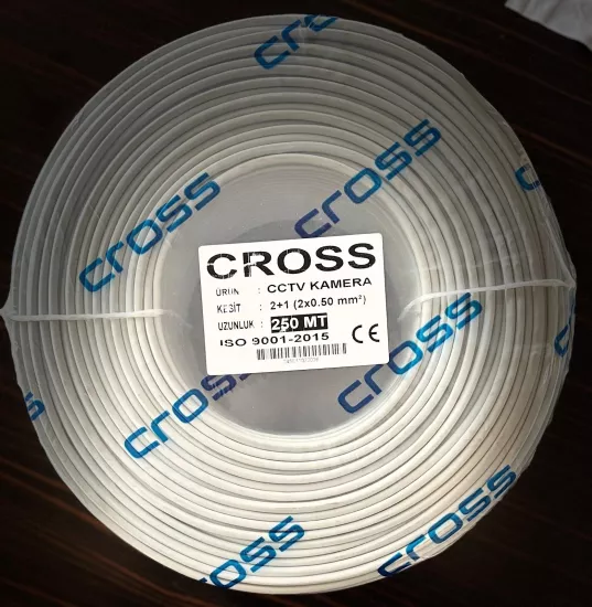 CROSS  CCTV   2*0,50 MM 2+1   250  METRE KALİTELİ KAMERA KABLOSU 